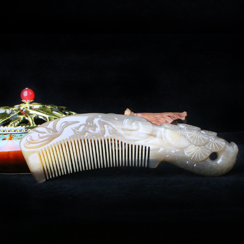 Snow Sea Horn Natural Horn Care Clean Horn Comb Gift Pine Fairy Crane Handle Comb