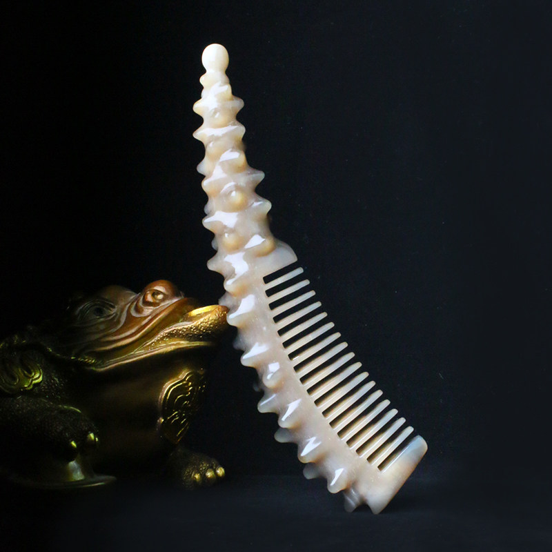 Snow Sea Horn Natural Horn Massage Horn Comb High-end Custom White Water Whole Corner Sea Cucumber Nail Comb