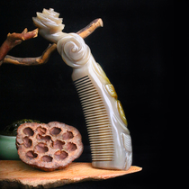 Snow Sea Horn Natural Selection White Water Horn Massage Nursing Horn Comb Rose Handle Comb