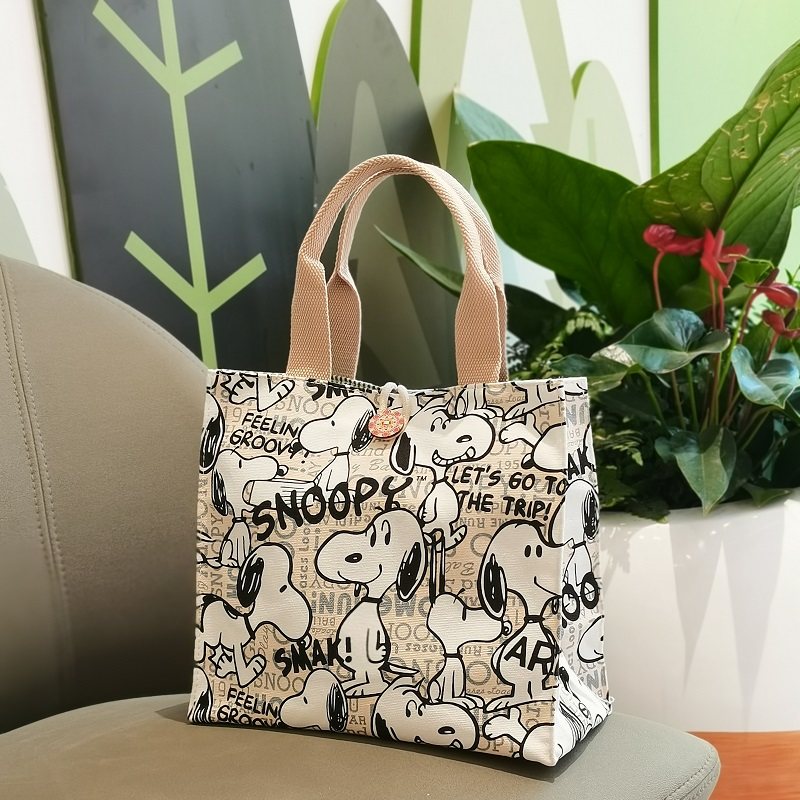 Student Office Lunch Bag with Lunch Bag Large Number Lunch Bag Canvas Canvas Cartoon Printed Handbag Mommy Bag