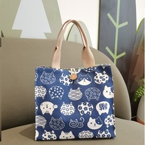 Cartoon printed cotton canvas mommy bag lunch box lunch lunch bag with rice handbag bag hand bag