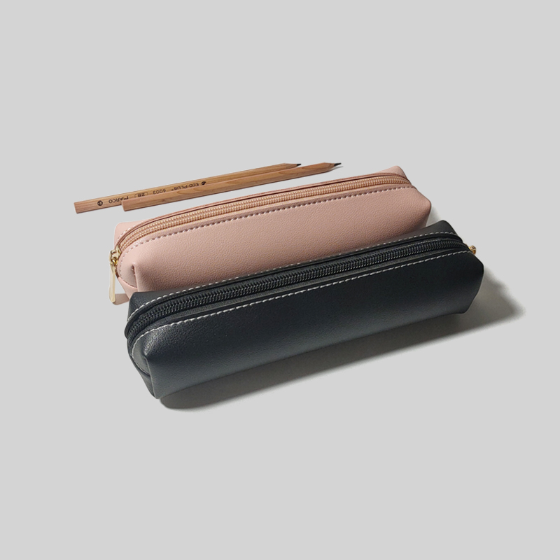 Simply in wind Japanese high color, simple pure color pu cortex large capacity pen bag students stationery box male and female