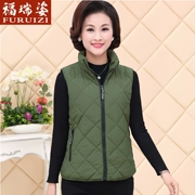 Phụ nữ trung niên áo vest cotton mùa thu và mùa đông Người mẹ trung niên tải vest dày áo khoác ngắn áo khoác cotton