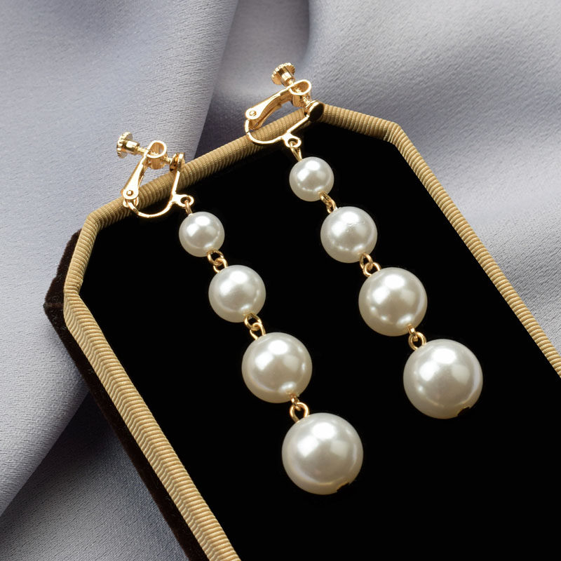 Pearl ear clips without pierced female earrings 2022 new trendy French high-end earrings summer niche retro earrings