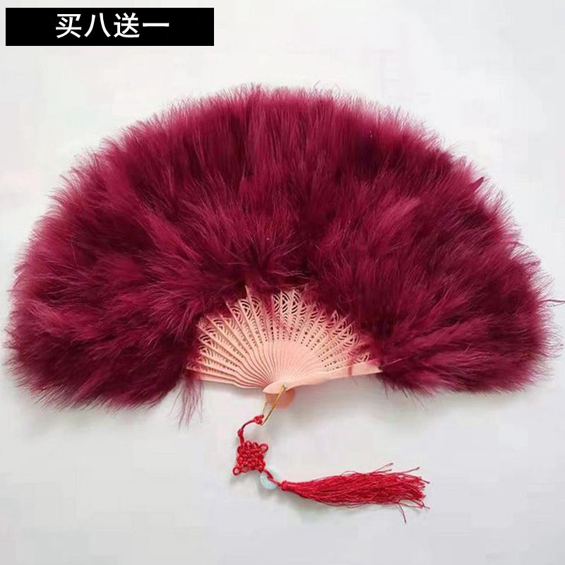 Fan thickened feather fan Dance feather fan Cheongsam fan Catwalk fan Fluff fan Costume Hanfu dance fan