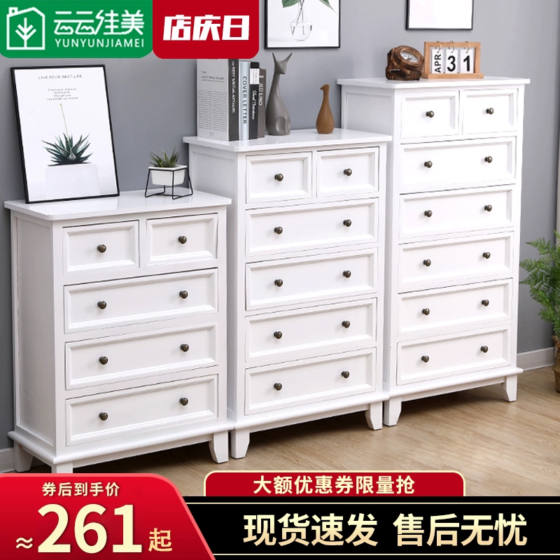 Đơn giản hiện đại gỗ rắn tủ ngăn kéo lưu trữ tủ ngăn kéo phong cách phòng khách retro sideboard Mỹ lưu trữ tủ phòng ngủ - Buồng