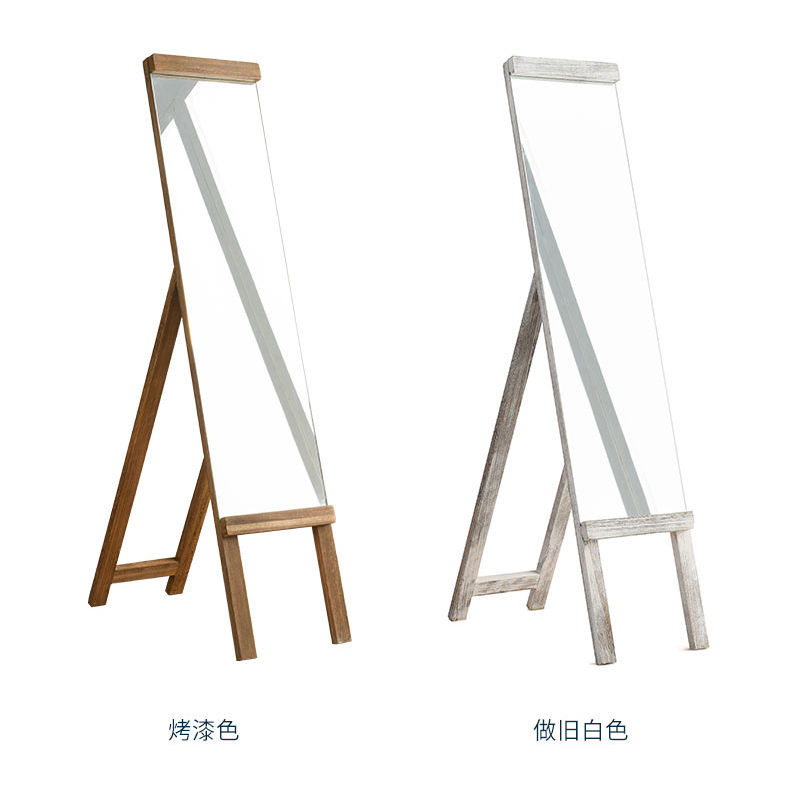 Gương đơn giản retro gương gỗ rắn giỏ sàn gương toàn thân gương khung phong cách phù hợp gương hiện đại tối giản gương - Gương gương soi toàn thân khung gỗ