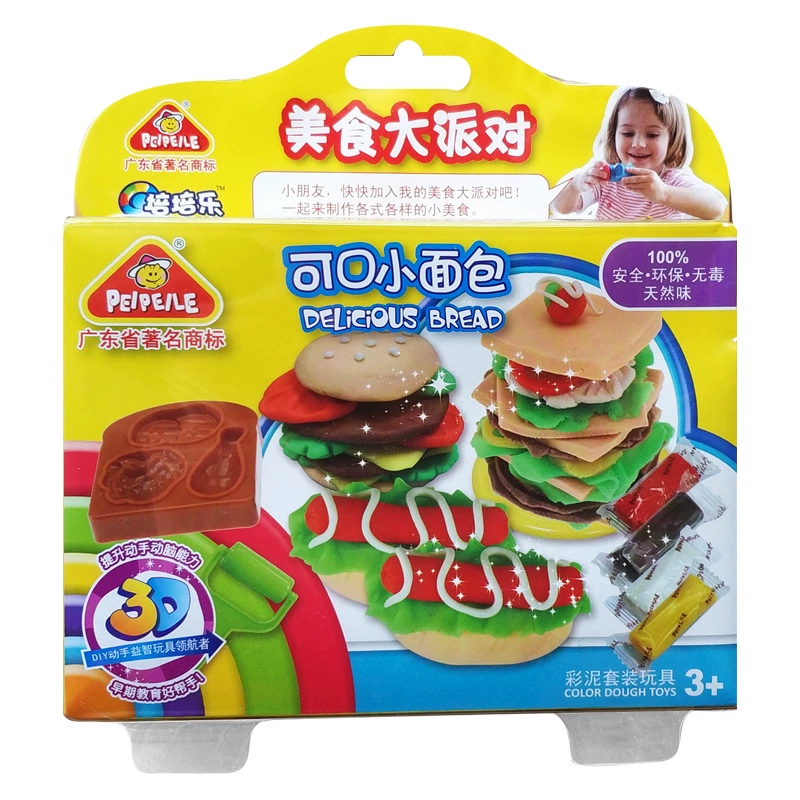 Peipei Le Color Clay Gói nhựa Bánh mì Đất sét đất sét và bộ khuôn dụng cụ Đồ chơi trẻ em DIY Play House - Tự làm khuôn nướng