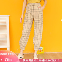 Summer thin pants 2021 new style plaid pants womens casual pants loose leg pants plaid bloomers spring and summer