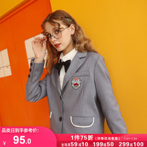 (Qing)gray casual age-reducing suit womens thin jacket 2021 spring new college style short style small suit