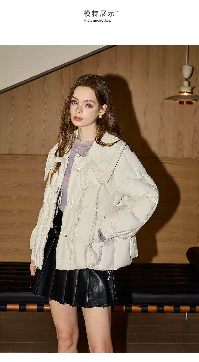 【90白鴨絨】庫恩瑪維別致大翻領羽絨服女2025早春新款設計感外套