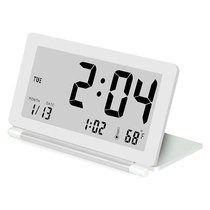 Minimalist Ultra-thin Clamshell Travel Clock LCD electronic alarm clock Thermometer Folding mute Stylish portable