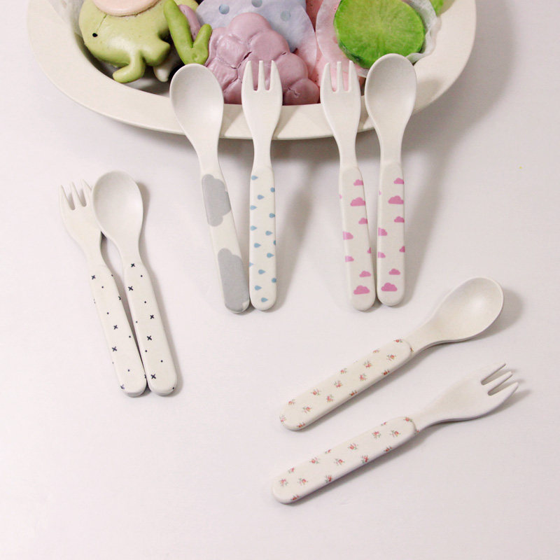 Children's bamboo fiber bamboo fiber fork cute cloud environmental health baby fork spoon