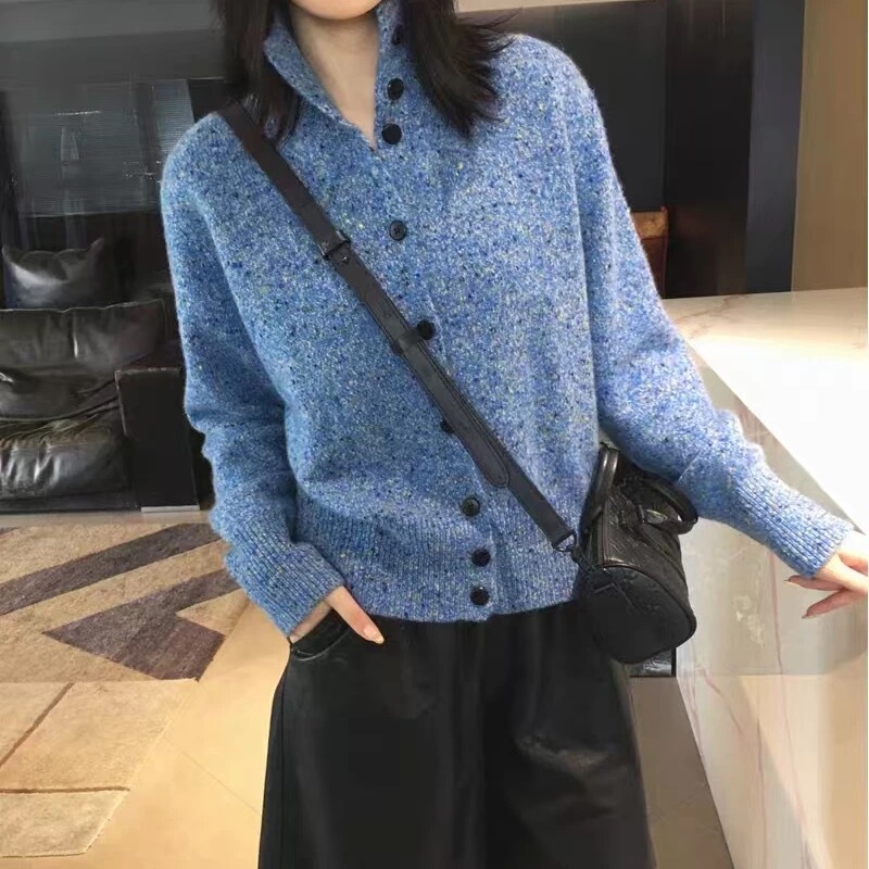 Italian L*P Consinee High-End Oil Painting Yarn 3-Strand 100% Cashmere Thick Multi-Button Cardigan 68 Italian L*P Consinee High-End Oil Painting Yarn 3-Strand 100% Cashmere Thick Multi-Button Cardigan 68