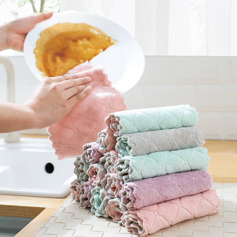 10 slices of household dishcloth not stained with oil-smeared kitchen supplies water-absorbent towels with no hair rub table cloth housework cleaning