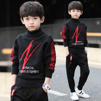 Boys sweater pullover autumn and winter style 2021 new childrens round neck boys sweater childrens clothing Korean version of the big childrens trend