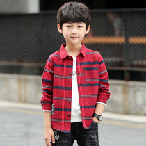 Childrens clothing boys cotton plaid shirt 2021 autumn new long-sleeved tops for big boys spring and autumn shirts