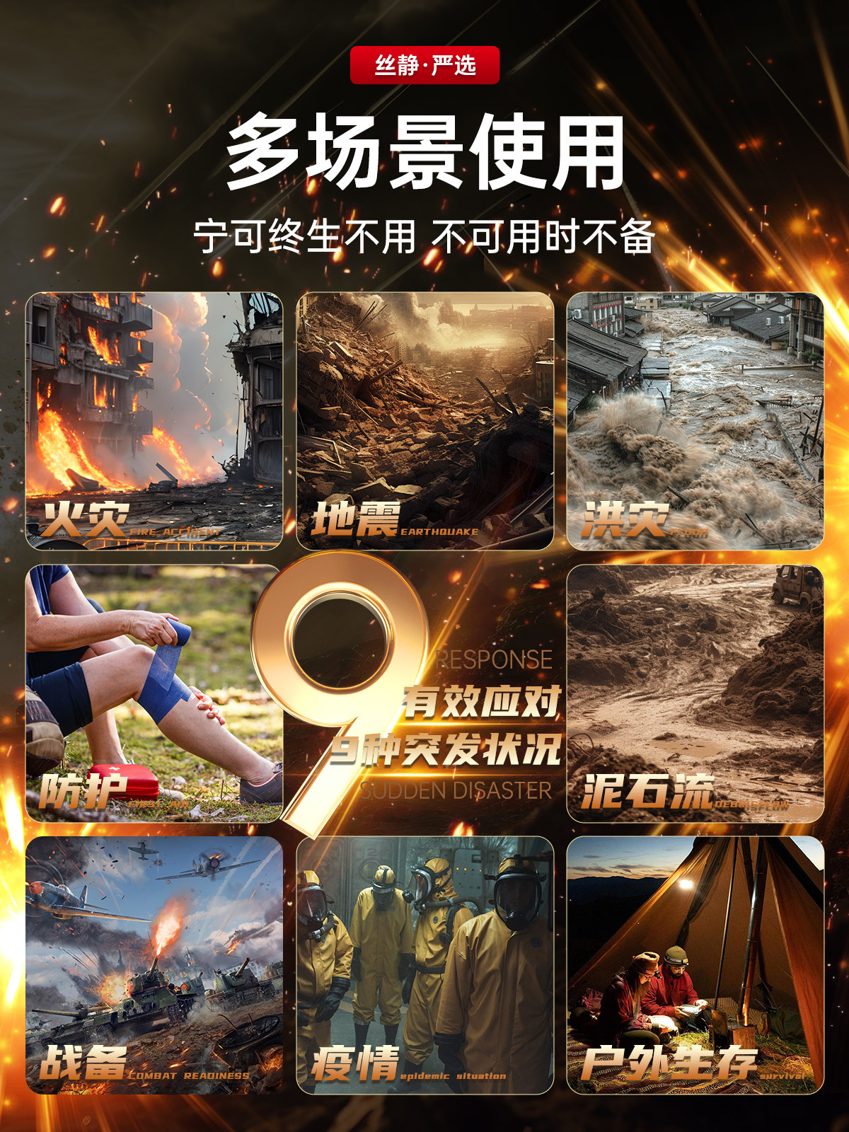 War Preparedness Rescue Kit, Disaster Prevention Emergency Equipment, Civil Defense, Household Emergency Supplies, National Standard War Survival Equipment