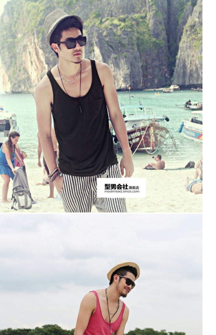 Mùa hè mới nhỏ túi thể thao mồ hôi vest cotton mỏng vest biển nam vest lỏng giản dị T632 áo thun 3 lỗ