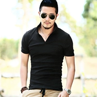 Mùa hè mới phong cách Cotton đứng cổ áo sơ mi polo nam Màu rắn lọt khe vạt áo ngắn tay Paul PL005 active shirt