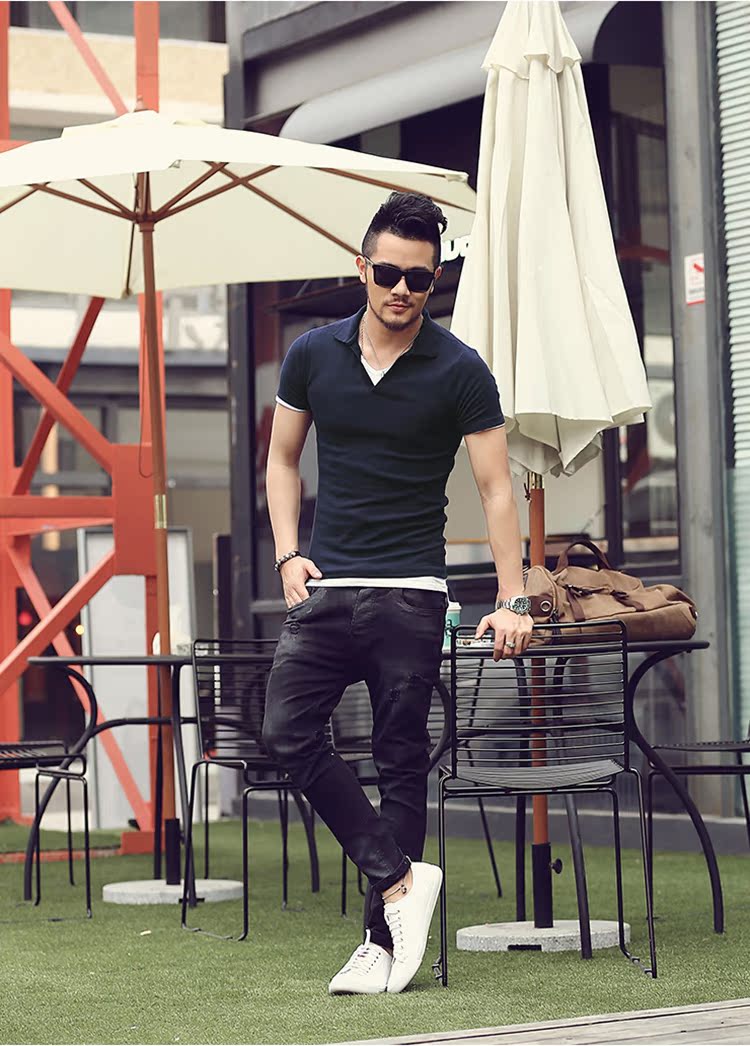 Mùa hè mới phong cách Cotton đứng cổ áo sơ mi polo nam Màu rắn lọt khe vạt áo ngắn tay Paul PL005 áo polo có cổ