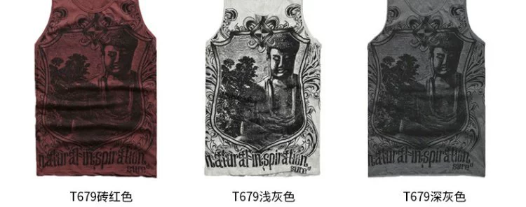 Mùa hè mới thời trang retro nhăn nam bình thường vest nam in vest thể thao mồ hôi vest T679