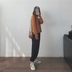 Muzi 18 mùa thu / cam đất / đen / xanh lá cây / tím / đỏ / trắng Nút cổ chữ V mỏng tay dài đan áo len chống nắng áo khoác len cardigan Đan Cardigan