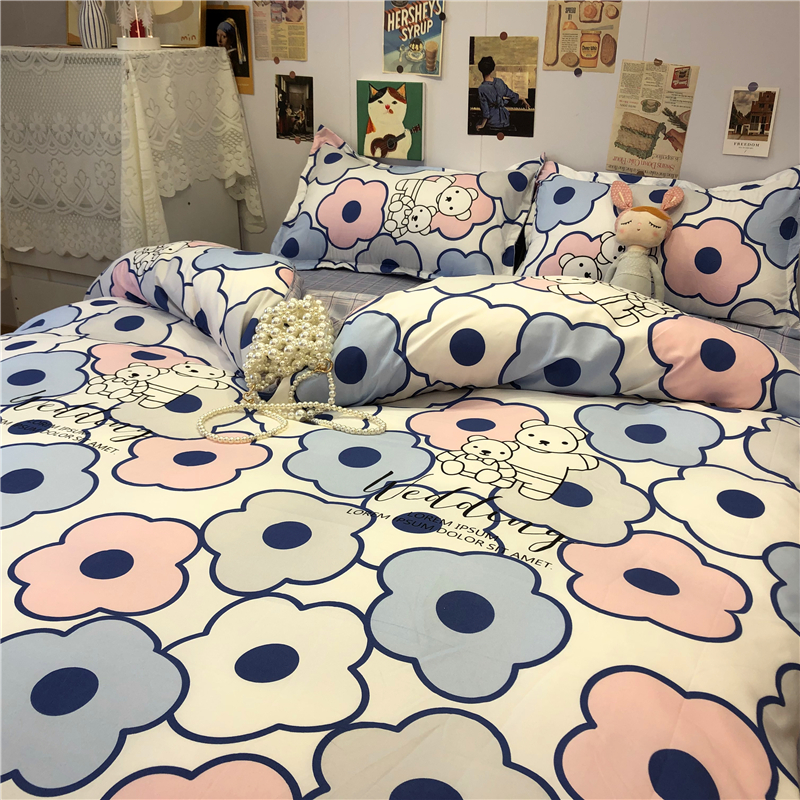 Nordic small fresh love bedding four-piece set net red simple girl heart student dormitory three-piece set