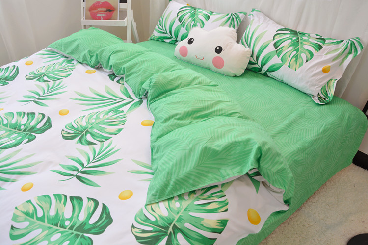 Hàn quốc green home control bộ đồ giường mùa hè bốn mảnh linen quilt cover ký túc xá sinh viên 1.2 m ba mảnh