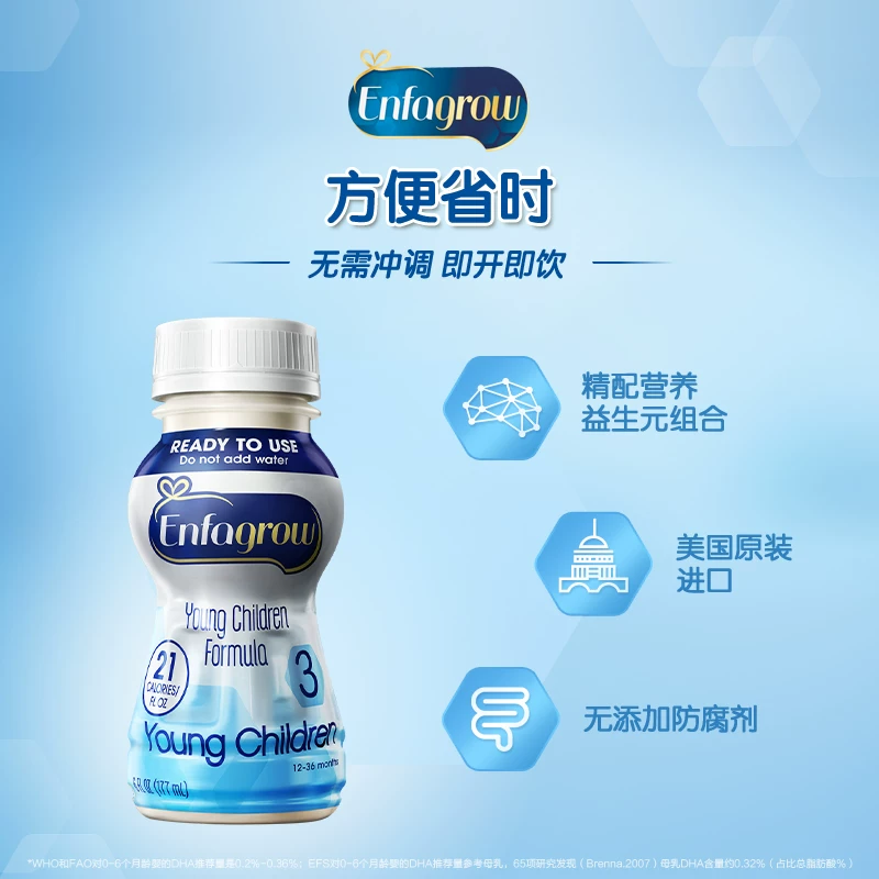 [Ограничено по времени] Молочная смесь линии Mead Johnson 3 секции 177 мл*6 бутылок*4 коробки для детей 1–3 лет
