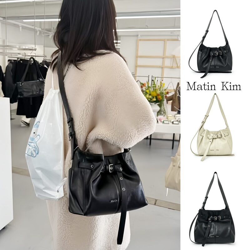 Korean Genuine Matinkim Bucket Bag 26 New Model with Drawstring, Large Capacity, Biker Style Shoulder Bag, Crossbody Bag
