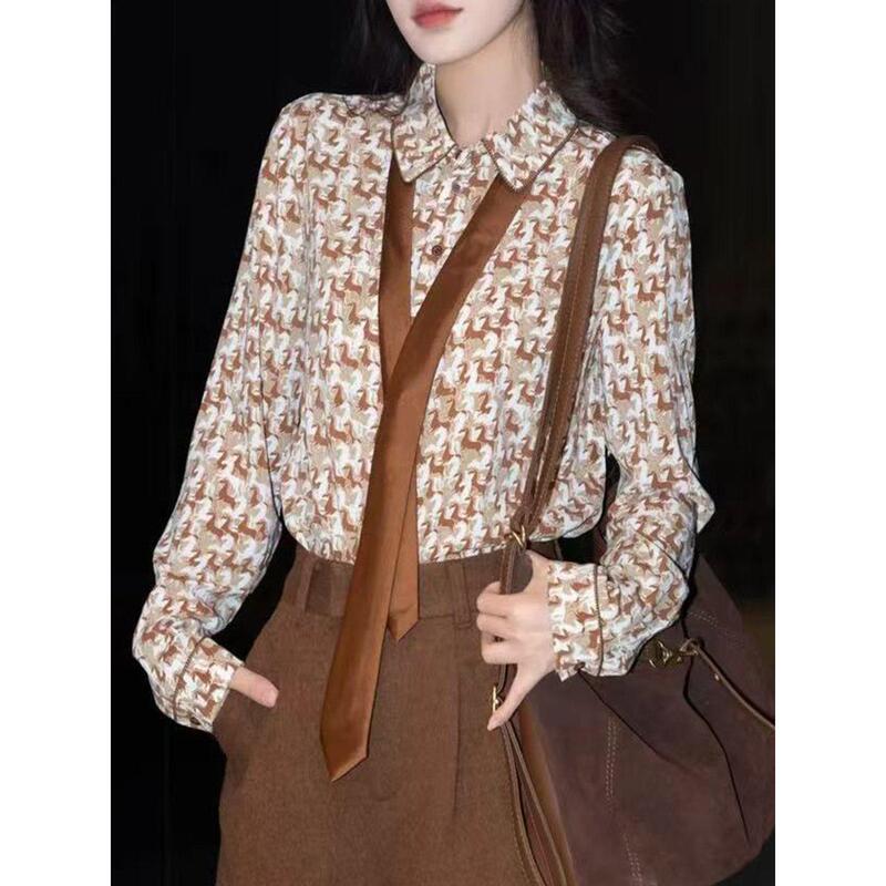 Amash Counter Same Style 2026 Spring and Autumn New Fashion Versatile Pony Print Shirt Women's Top 130073