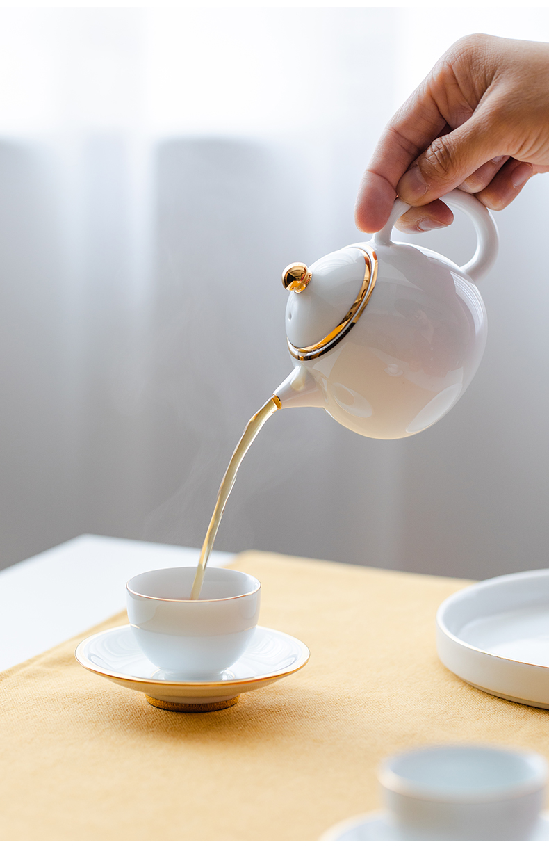 The wind and see The see colour of creation palace checking ceramic teapot small household contracted kung fu tea set filter single pot