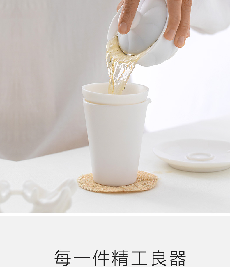 And creation of white porcelain kung fu tea set ceramic cup lid bowl suit household contracted style combination