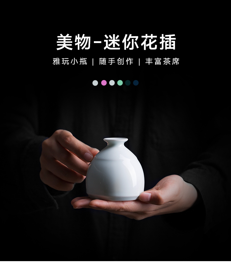 Ceramic mini dry flowers inserted tea accessories pottery flower implement vases, flower art home office hydroponic floret bottle