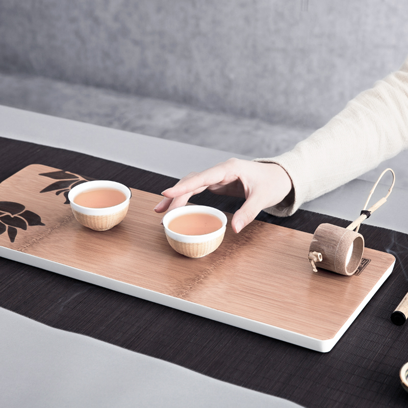 And creation of kung fu tea set ceramic cups porcelain body checking bamboo has white porcelain cup with buckle, porcelain teacup