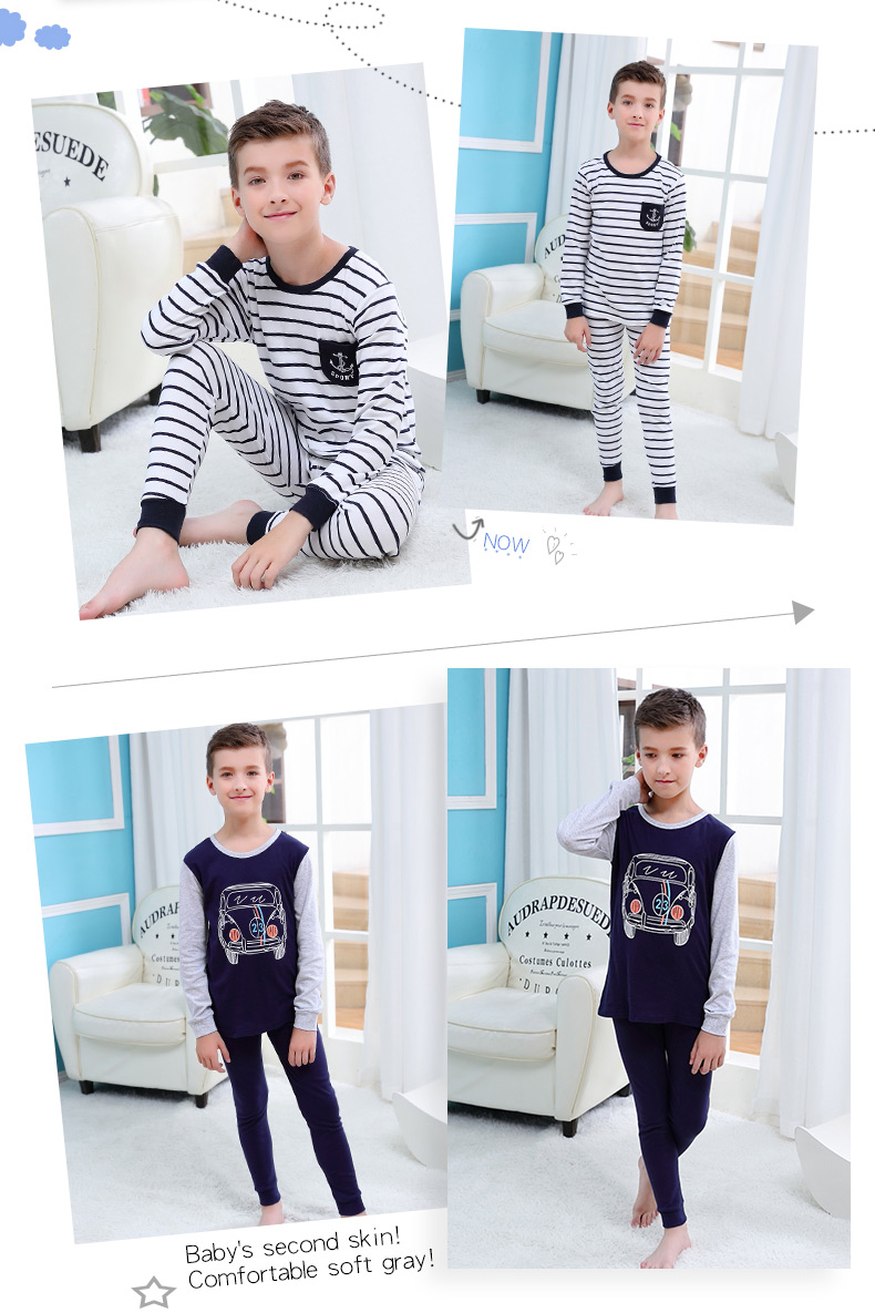 Bộ đồ lót thanh thiếu niên và trẻ em 7 bé trai 9 bé gái lớn 12 áo len cotton 15 tuổi và một nửa cao cổ áo quần mùa thu đồ bộ bé gái