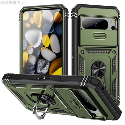 Green — Armor Drop Resistant Tough Shockproof Ring Finger Holder Kickstand Camera Lens Protection 8, 8 Pro Google Pixel Phone