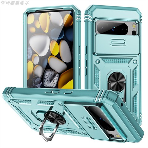 Light blue — Armor Drop Resistant Tough Shockproof Ring Finger Holder Kickstand Camera Lens Protection 8, 8 Pro Google Pixel