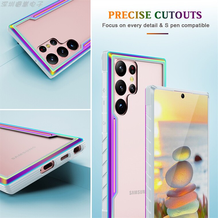 Transparent Clear Color Border Tough Shockproof S23, S23 Plus, S23 Ultra Samsung Phone Case