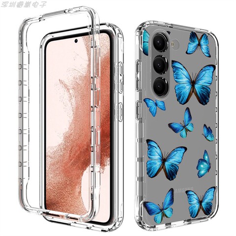 Girls Flower Illustration Tough Shockproof Transparent Clear Silicone TPU S23, S23 Plus, S23 Ultra Samsung Phone Case