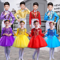 Childrens chorus performance clothing long sleeve girl princess puffy gauze skirt childrens dance childrens poetry reading dress