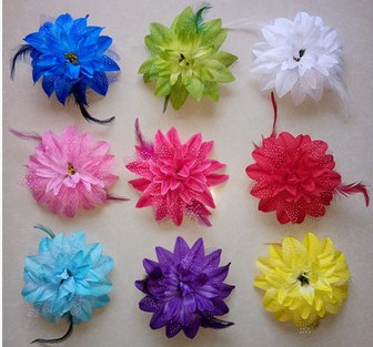 Children's head flower Stage show big red flowers with hairpin Girls dance headdress Hairpin Hair accessories