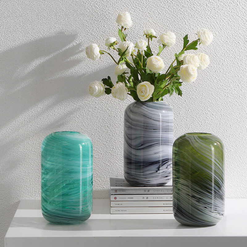 Modern minimalist marble veins glass vases living room TV cabinet bedroom dining room table flower floral home decoration items