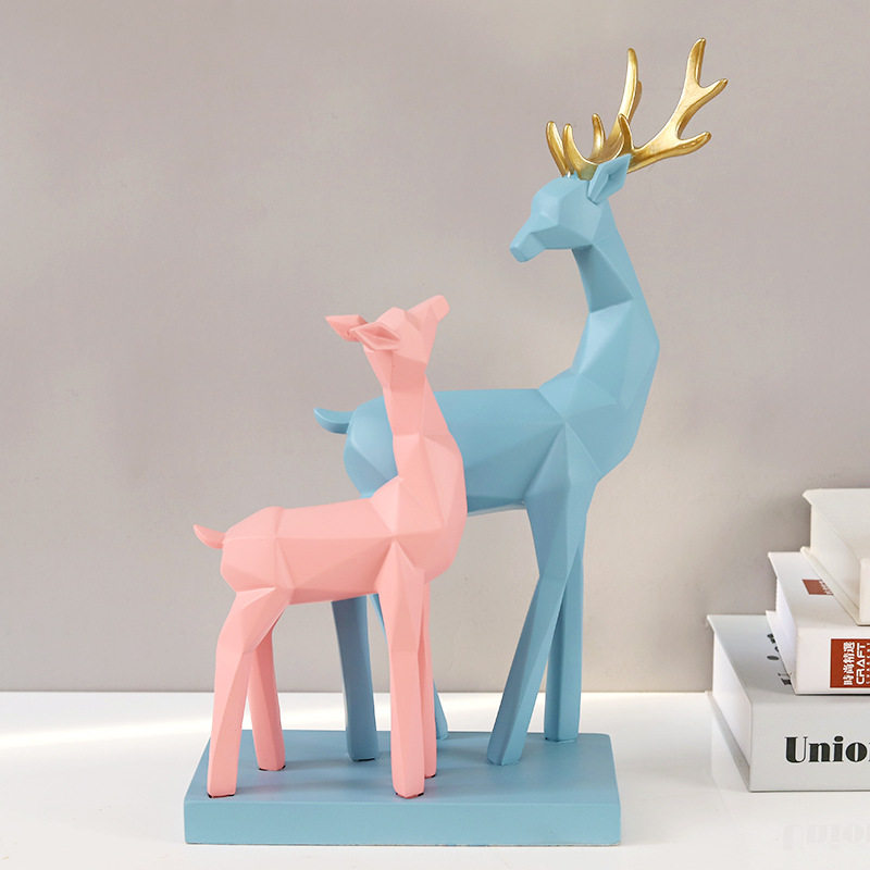 Nordic Light Lavish Resin Crafts Creative Living Room Home Fashion Cute Diamond Lovers Deer Swing Pieces Wedding Gifts