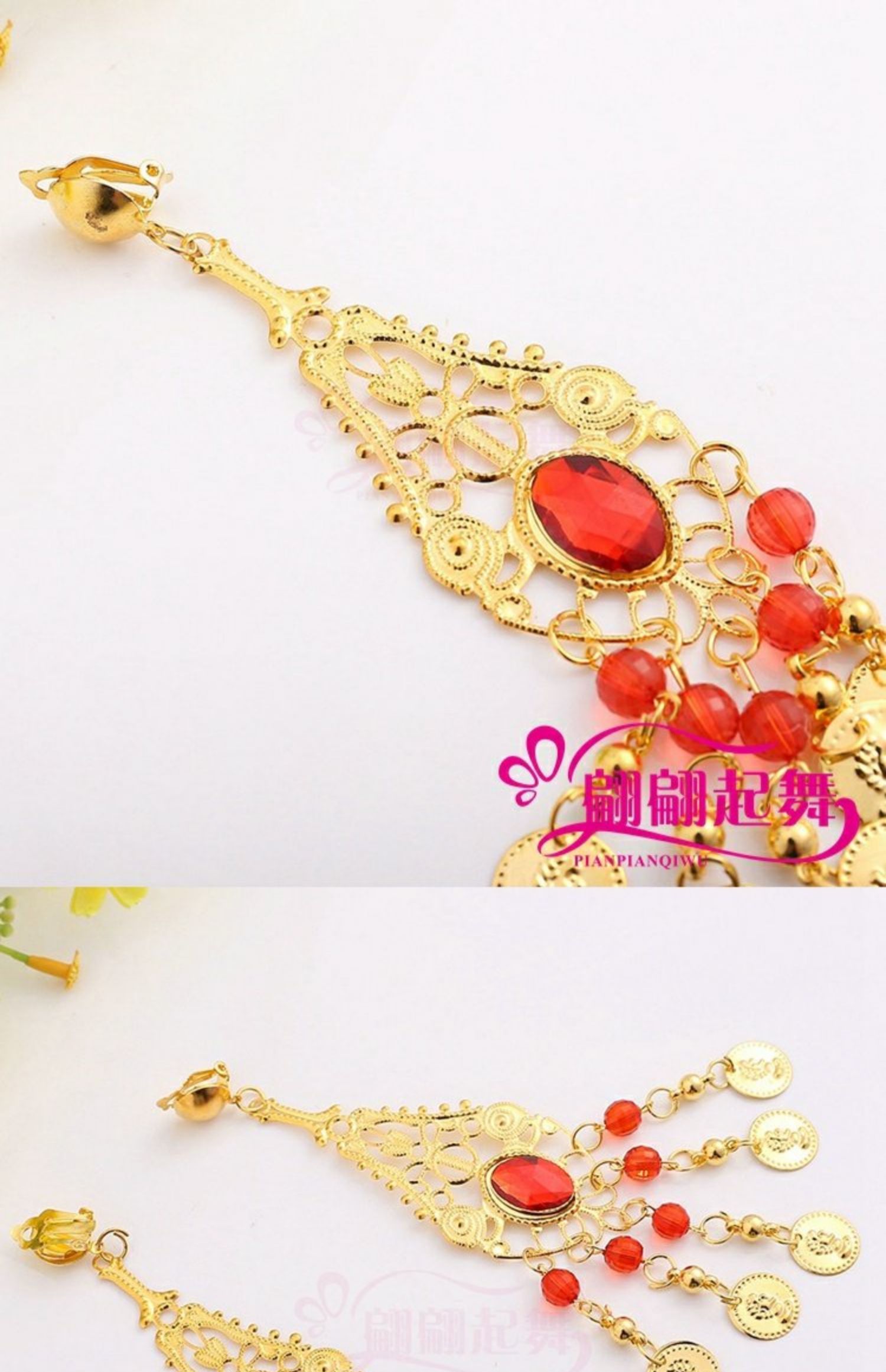 Mới Ấn Độ phụ kiện khiêu vũ sân khấu trình diễn mũi chuỗi bụng múa đầu chuỗi mặt dây chuyền bông tai trang sức - Khiêu vũ / Thể dục nhịp điệu / Thể dục dụng cụ giày khiêu vũ đôn