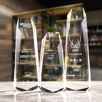 Transparent Crystal Trophy Medal Authorization Brand Bevel Color Printing Creative Simple Custom Red Competition Excellent Staff