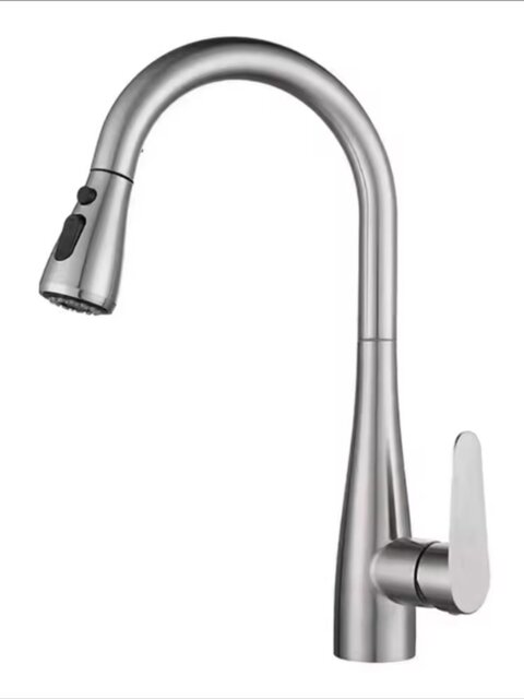 Sus304 Stainless Steel Kitchen Faucet with Hot and Cold Water for Dishwashing Sink, Dual-Mode Water Outlet, Pull-Out and Retractable