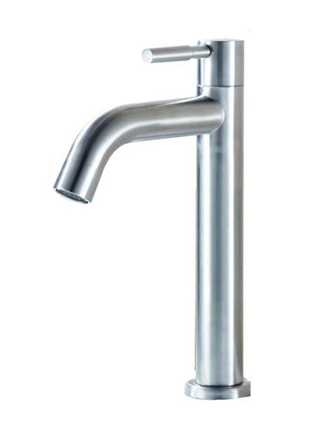 304 Stainless Steel Lead-Free Single Cold Water Basin Faucet Single-Hole Countertop Basin Heightened Washbasin Copper Core Faucet Manufacturer