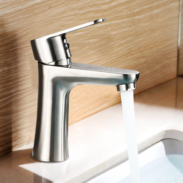304 Stainless Steel Faucet for Home Bathroom Sink, Washbasin, Hot and Cold, Elevated Single Cold Basin Faucet